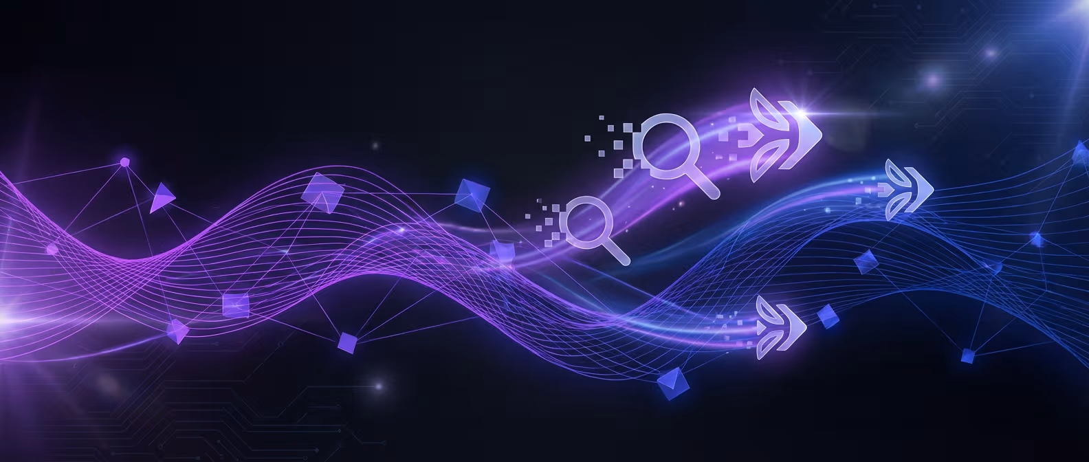 Abstract visualization of AI search infrastructure versus traditional content optimization